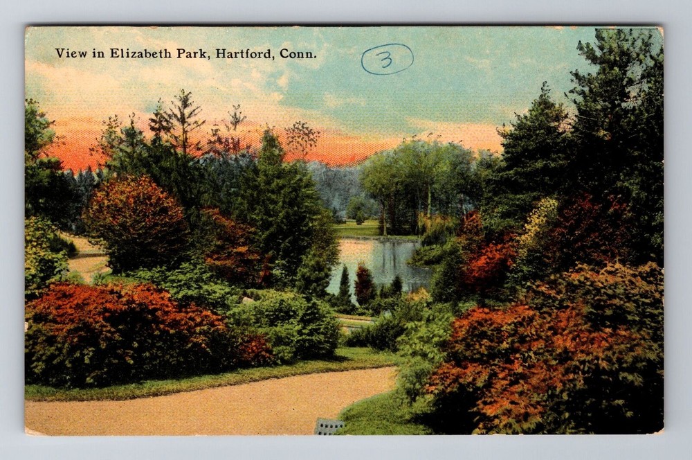 Hartford CT-Connecticut, Elizabeth Park, Antique Vintage Souvenir Postcard