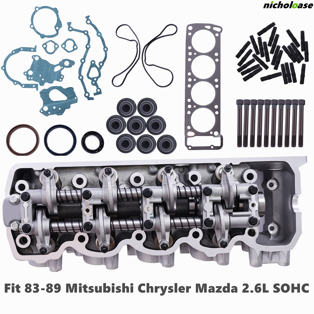 Complete Cylinder Head Kit with Bolt Gasket for 83-89 Mitsubishi Chrysler Mazda 2.6L SOHC Engine