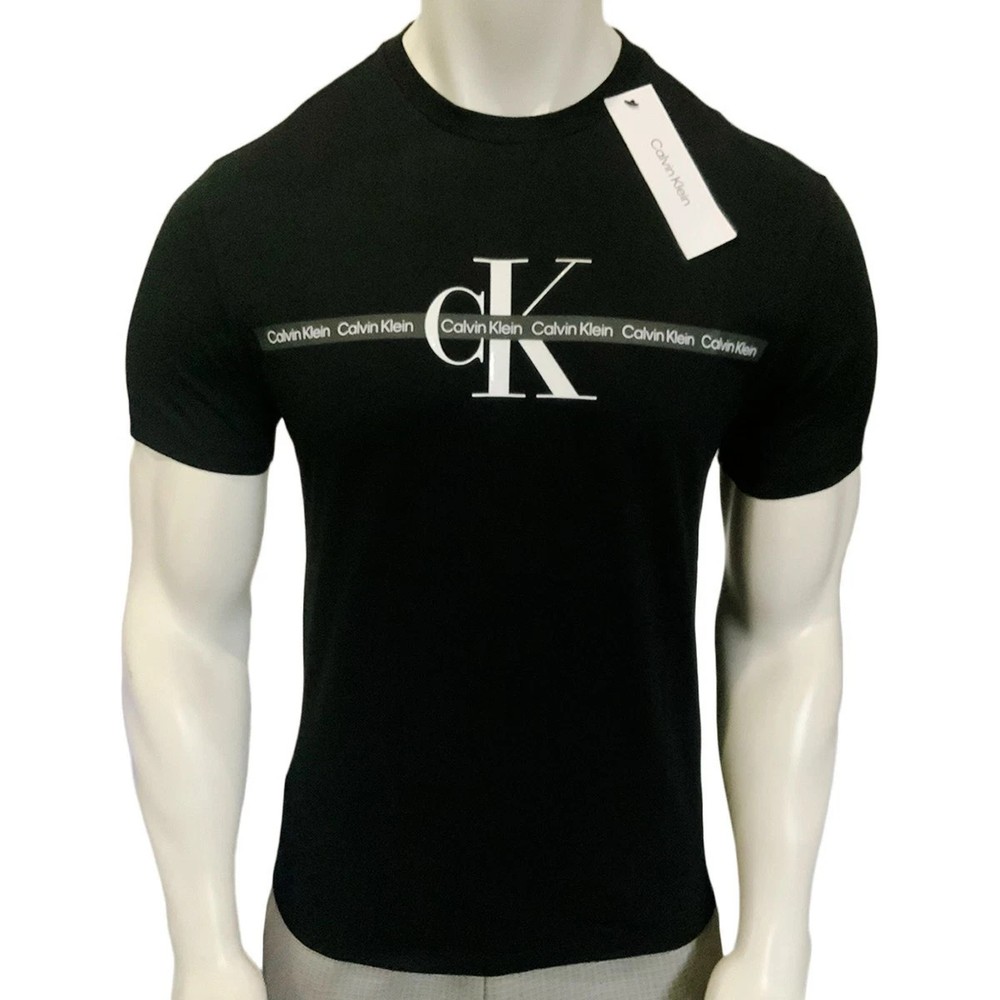 Msrp $54.99 Nwt Calvin Klein Men's Black Crew Neck Short Sleeve T-Shirt Size S L