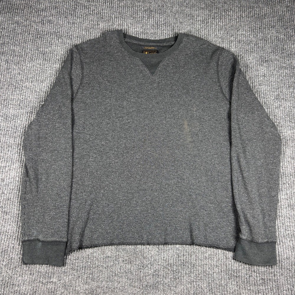 Lucky Brand Shirt Mens XL Strong Boy Thermal Waffle Knit Crewneck Gray