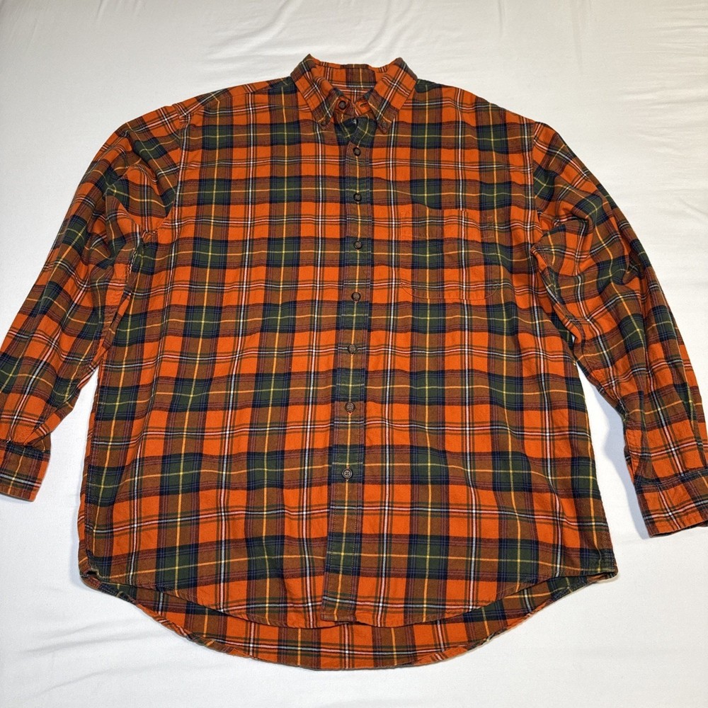 Vintage 90s Eddie Bauer Flannel Button Shirt Mens Large Tall Long Sleeve Cotton