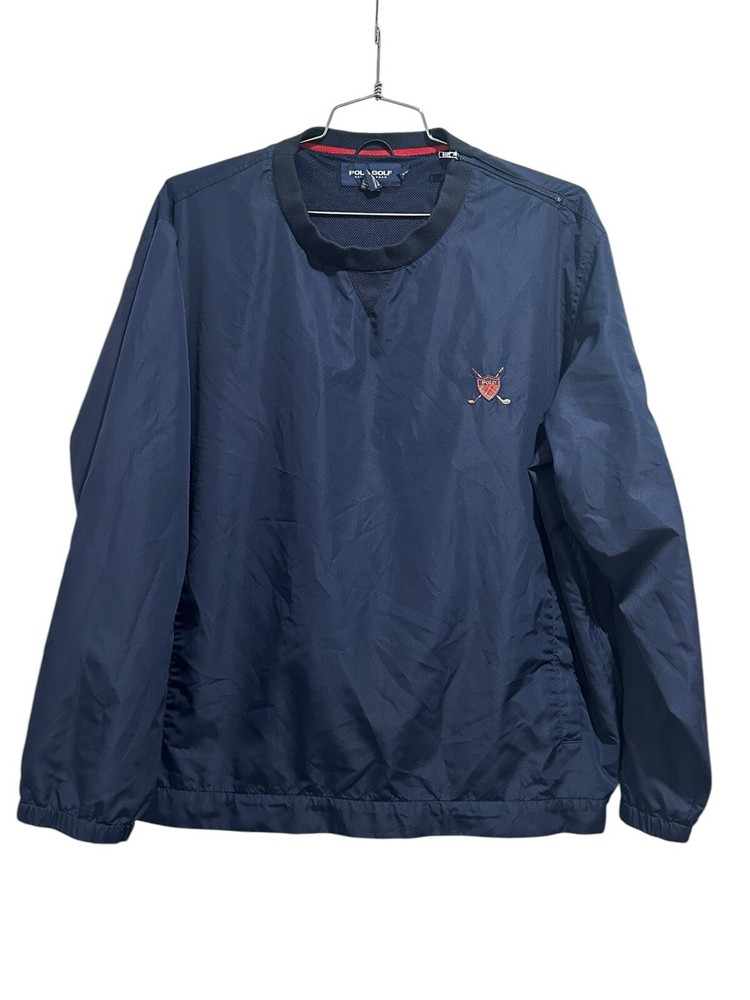 Vintage 90s Navy Blue Polo Golf Ralph Lauren Windbreaker  Pullover Jacket Size L