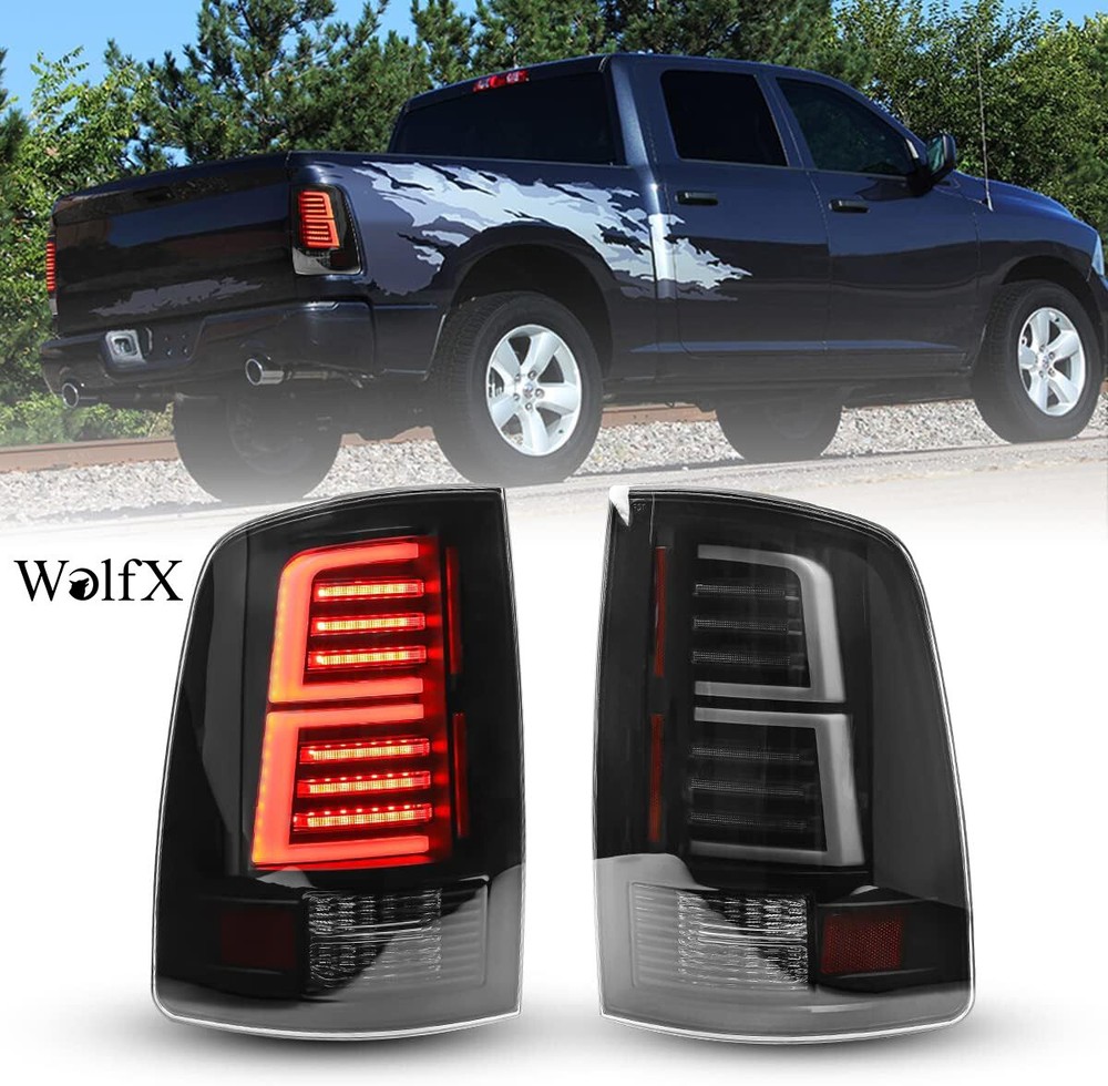 For 2009-2018 Dodge Ram 1500 Smoke LED Tail Lights Sequential Brake Lamps LH+RH