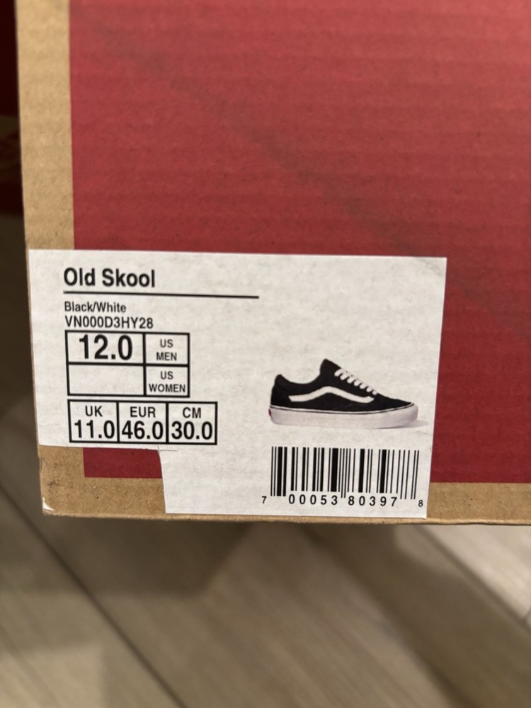 Vans Old Skool Black White Men's Skate Shoes Size 12 Lace Up Canvas
