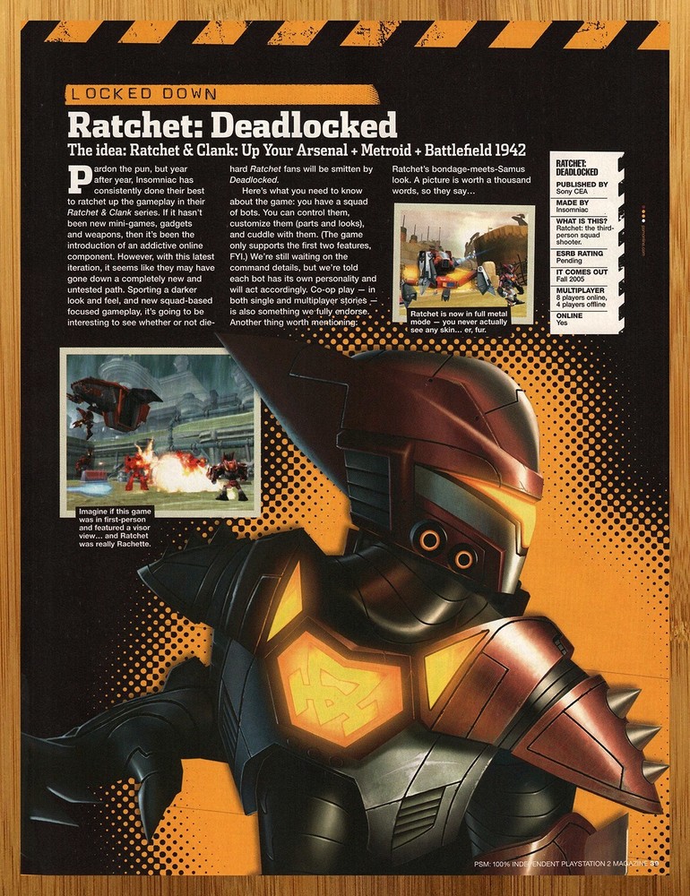 Authentic 2005 Ratchet Deadlocked PS2 Print Ad Poster 00s Promo Art