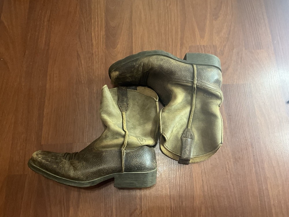 Ariat Rambler Kids Brown Leather Square Toe Western Boots Size 1