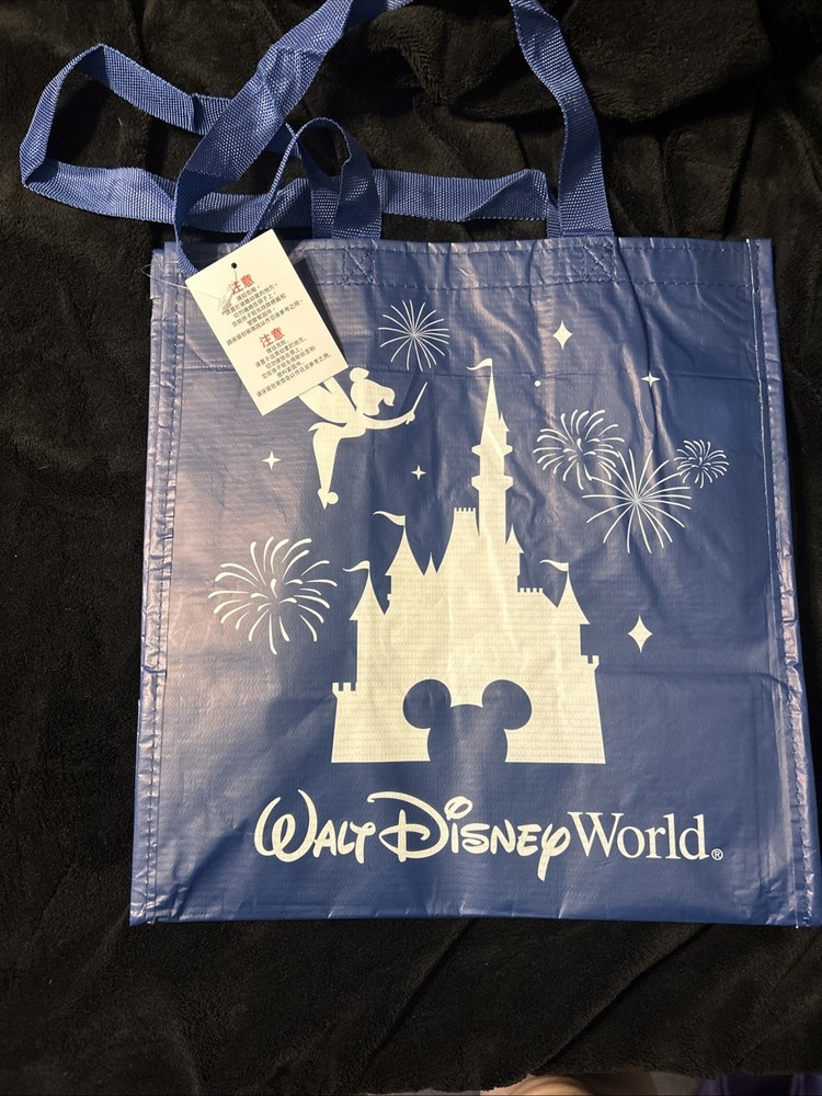 Walt Disney World Disneyland Parks Bag Tote 13x13 Blue White Shopping Reusable