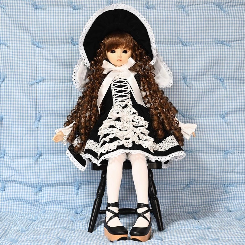 DD SD Super Dollfie Lolita Rabbit Ears Bonnet Black XS Set Used