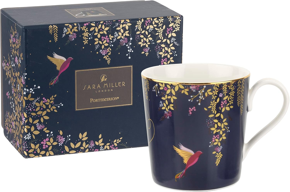 Sara Miller London Chelsea Mug, Navy | 12 Oz Cup for Drinking Tea, Coffee, and H