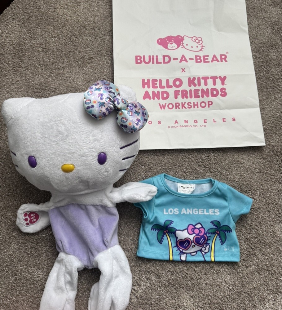 Build a Bear Los Angeles Workshop Exclusive Hello Kitty Unstuffed w/ LA shirt