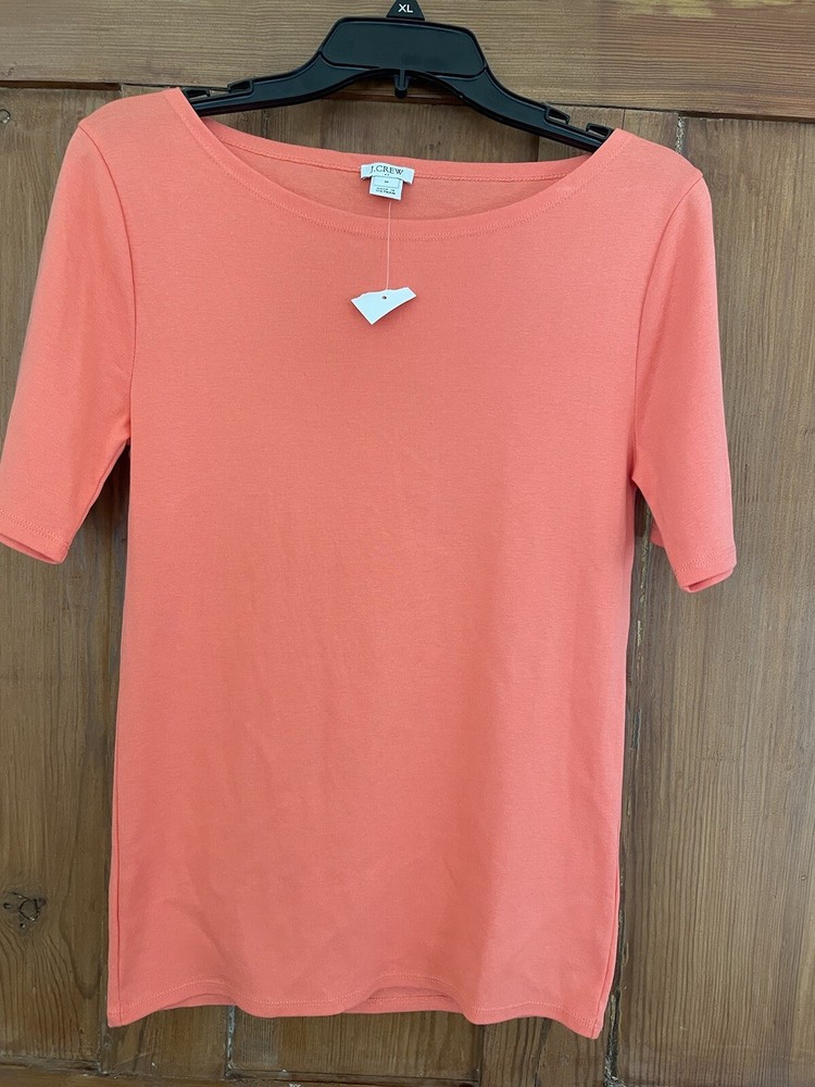 NWT Women’s J Crew Orange Knit Top Size M Short Sleeves