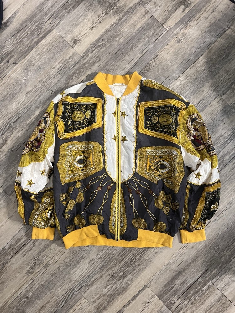 80's Italian Fraco Biani Versace Style 100% Silk Ladies Bomber  Size Small