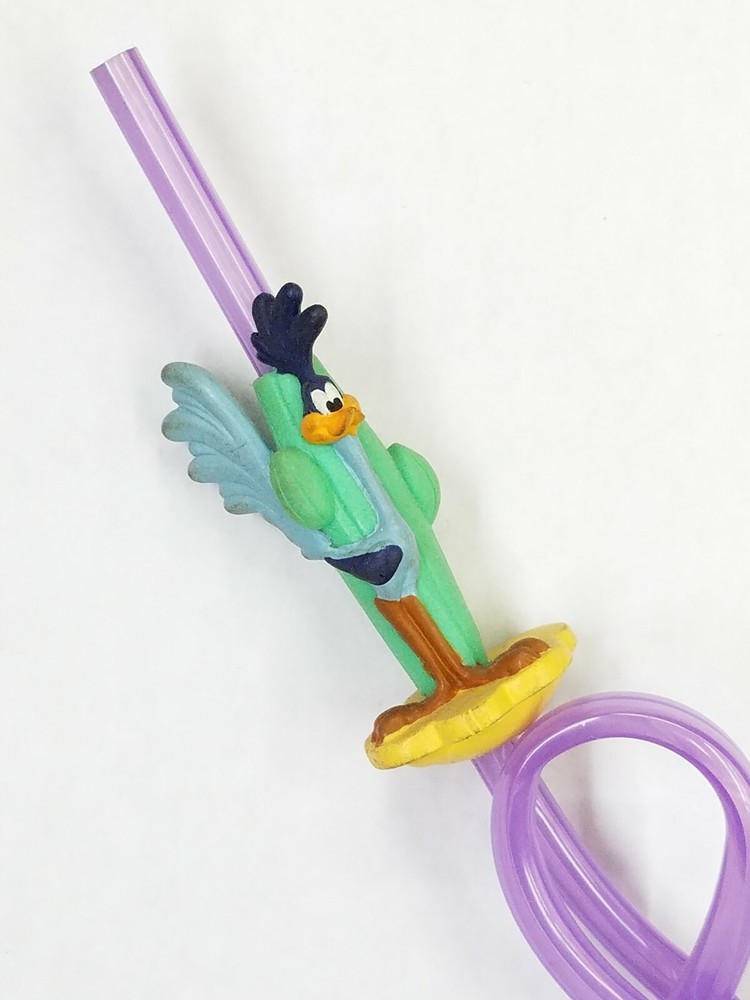 Vintage Looney Tunes Roadrunner Purple Collectible Sipper Straw
