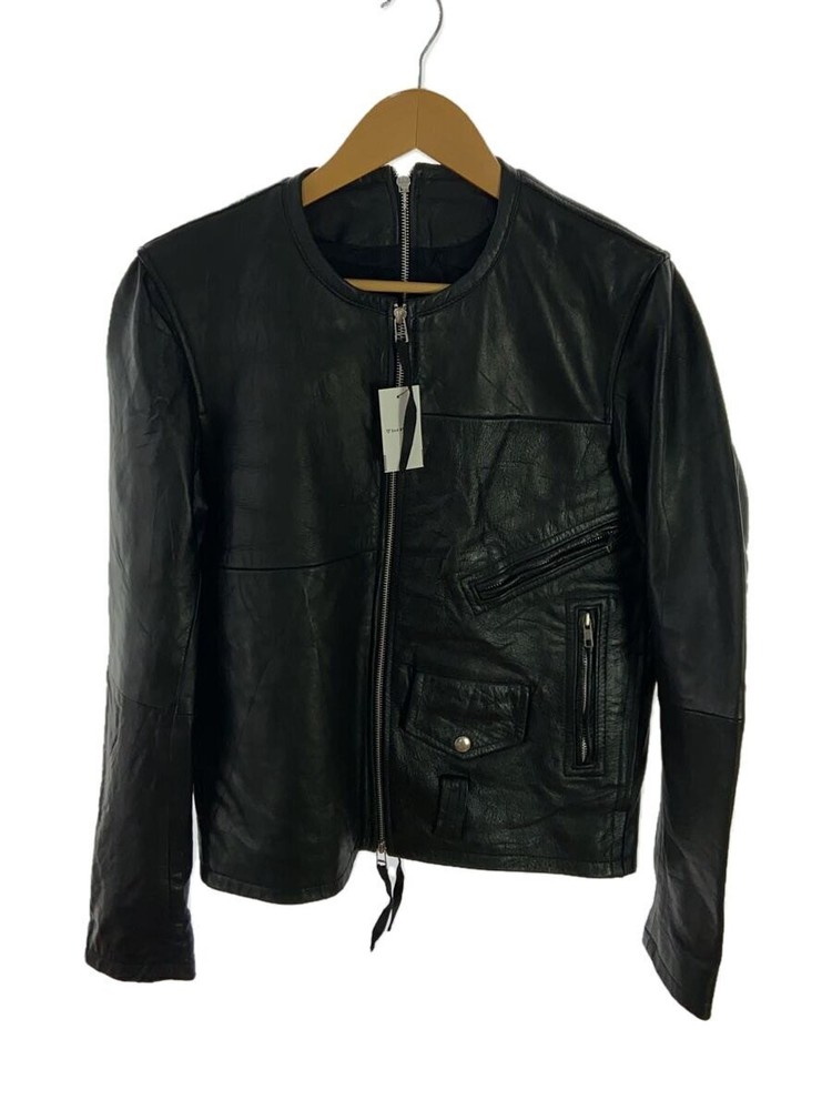 Abstraction Leather Jacket Blouson in Black Style 1306
