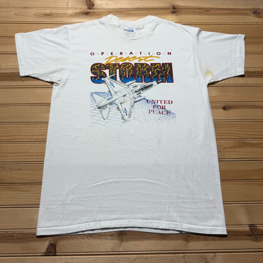 Vintage 1991 Hanes Operation Desert Storm United For Peace T-Shirt USA - Large