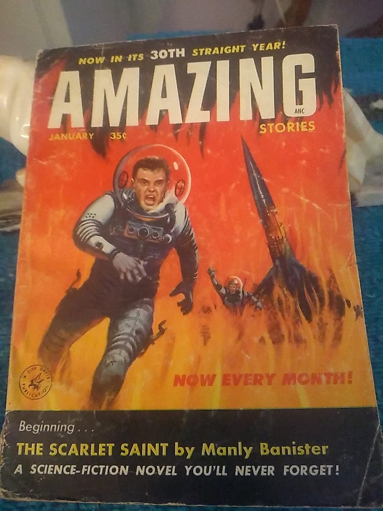 Amazing Stories Science Fiction Magazine January 1956 Manly Banister