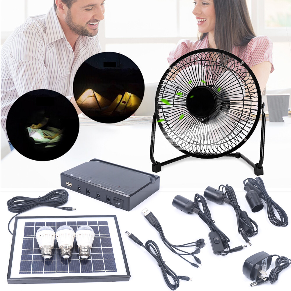 Portable Solar Panel Kit with USB Charger LED Light for Camping Power  