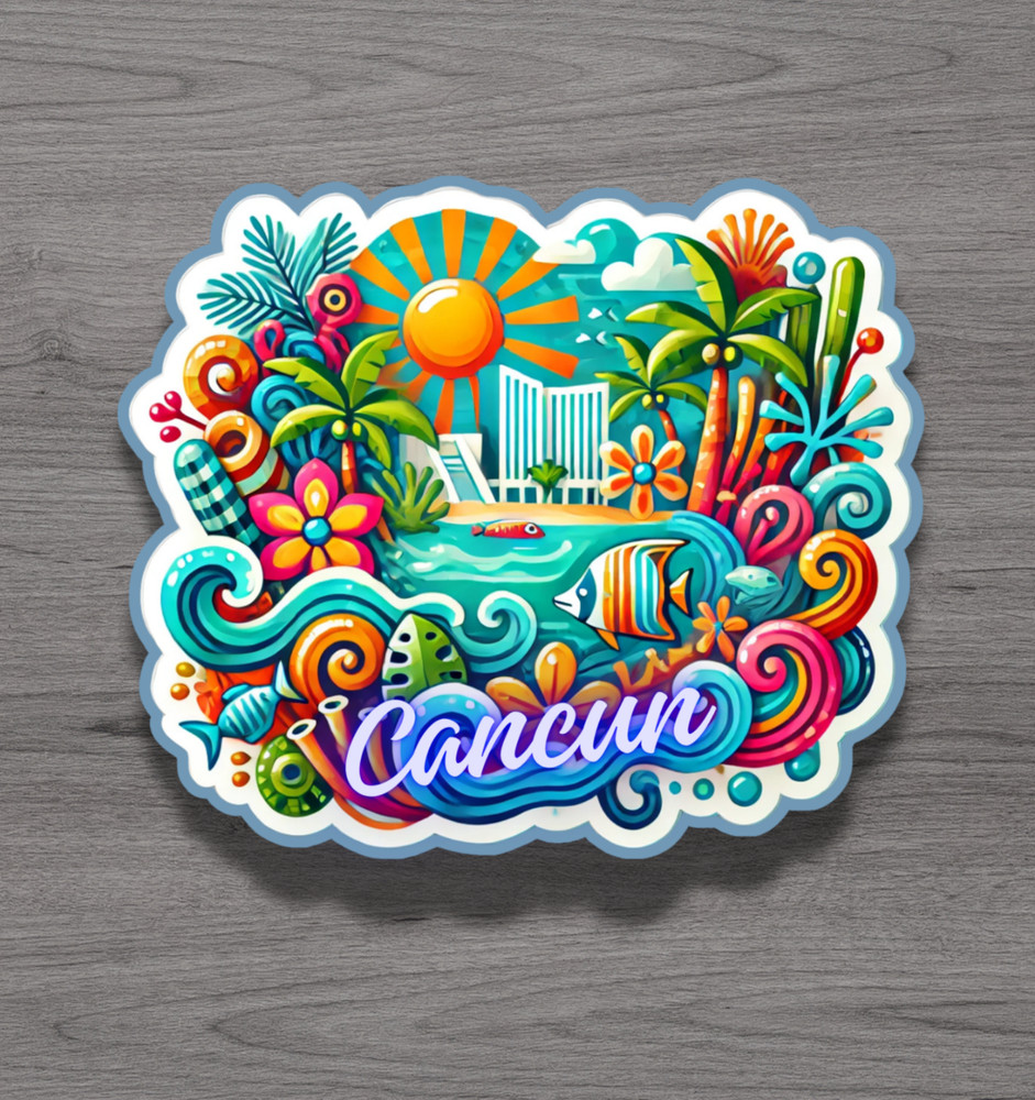 Cancun Mexico Fridge Magnet or Laptop Sticker
