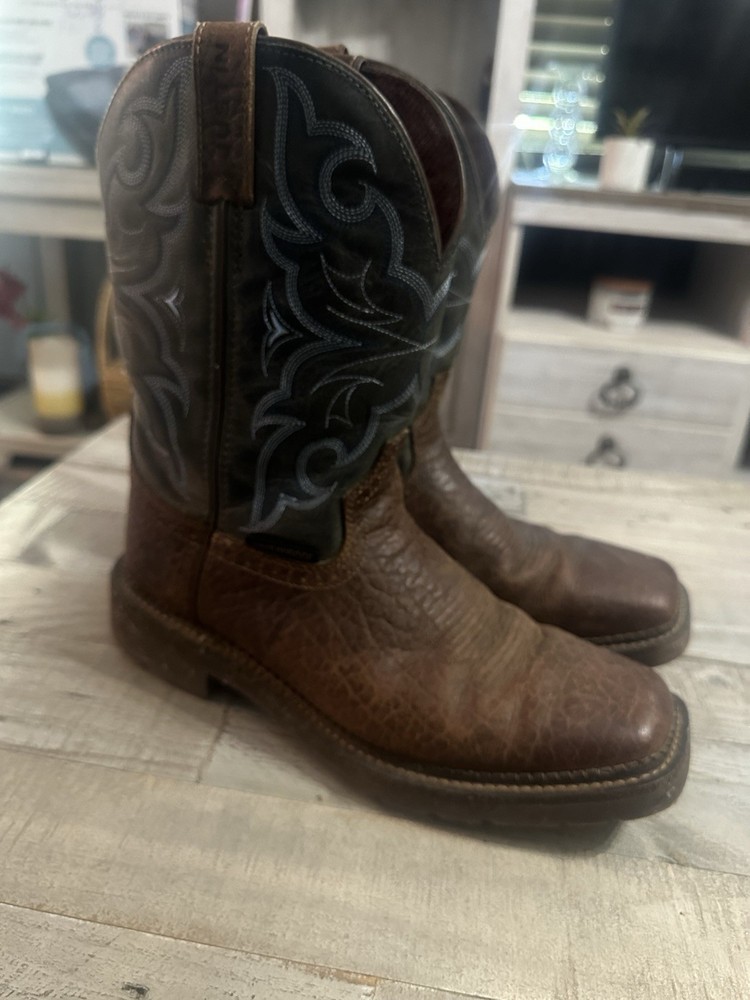 Justin Amarillo Men's 9D Brown Leather Soft Toe Work Boots WK4312