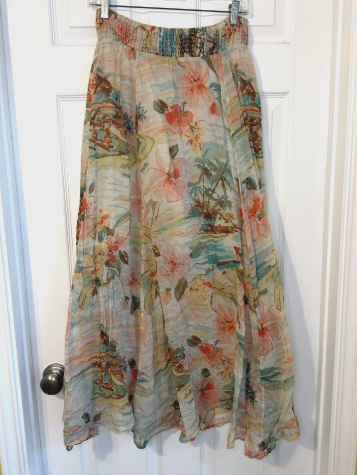 Tommy Bahama Womens Maxi Skirt Tropical Weekend Escape Lined Elastic Waist Small