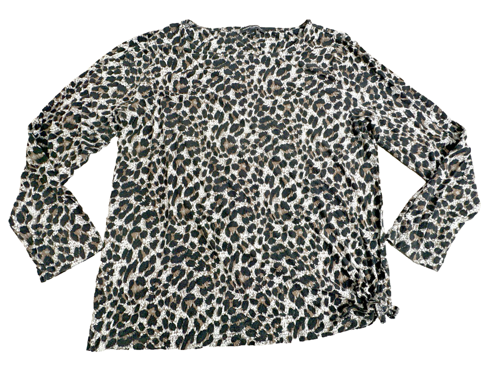 Mario Serrani Women's Blouse L Leopard Print Cheetah Tunic Top Mob Wife.