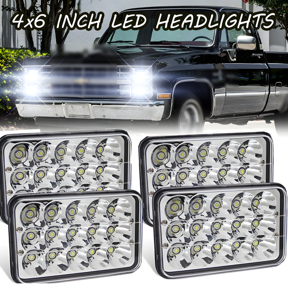 1980-1986 Chevy C10 4x6 LED Headlights Hi/Lo Beam DOT Approved 4-Pack