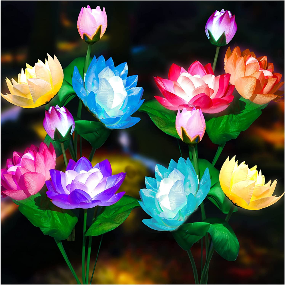 Solar Garden Lights, Solar Lotus Flower Lights, Solar Lights Outdoor for Garden,