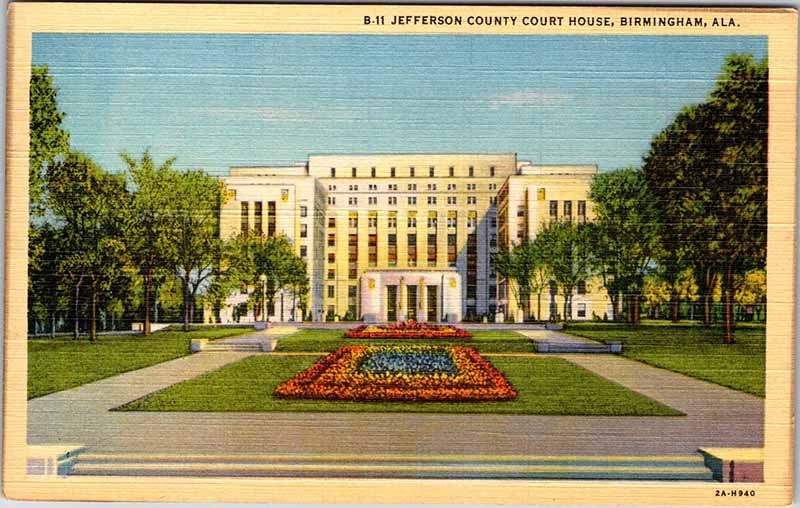 Postcard COURT HOUSE SCENE Brimingham Alabama AL m/09 AK5420