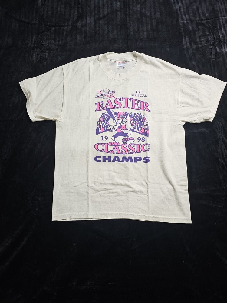 Hanes Heavyweight 50/50 Graphic Print T-shirt Size L Made In USA 90s
