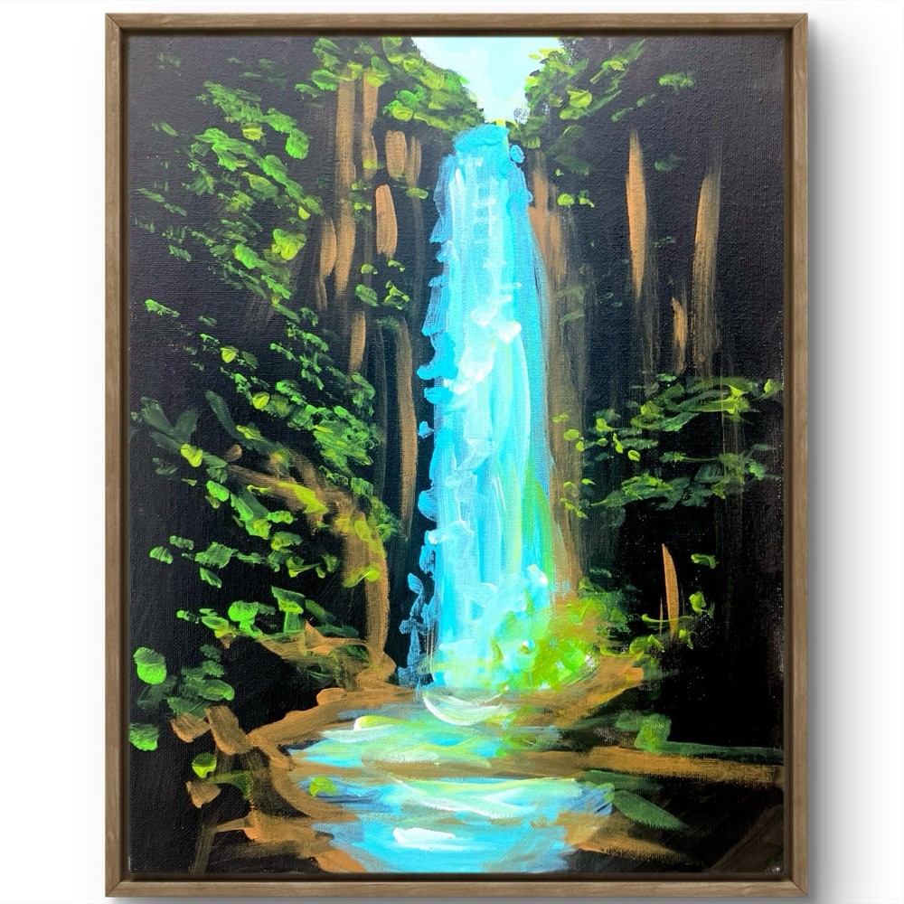 TITA PAINTZ Waterfall Landscape Hand Painted 11x14 Canvas Wall Art
