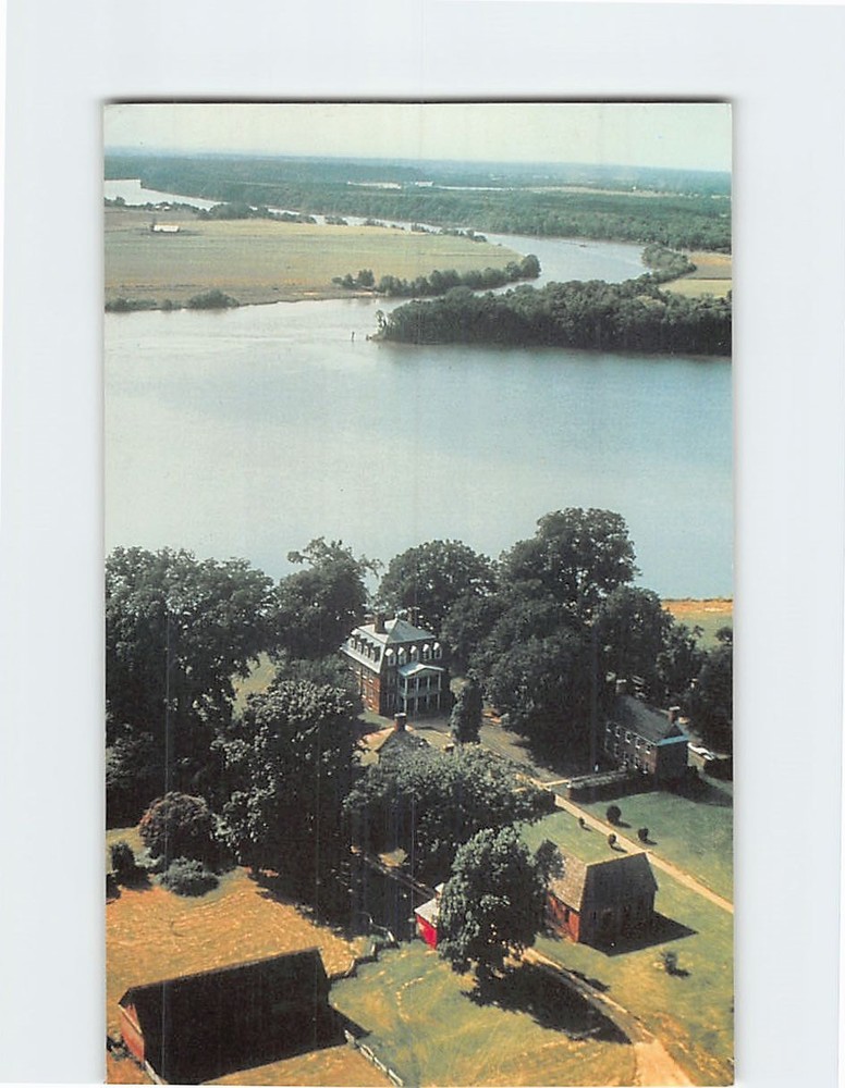 Postcard Aerial View Shirley Plantation Charles City Virginia USA