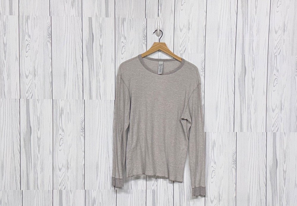 GAP long sleeve t shirt womens size medium ribbed solid gray stretch