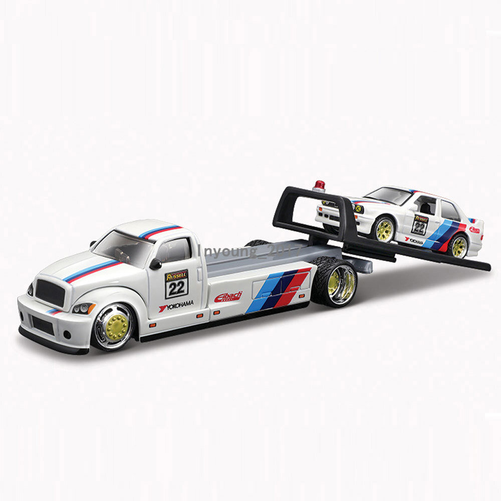 1:64 Flatbed Truck with BMW M3 Model Car Diecast Toy Cars Boys Toys Kids Gifts
