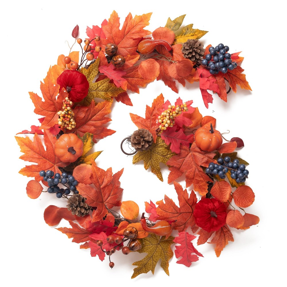 6ft Fall Garland for Mantel Decor and Table Centerpiece