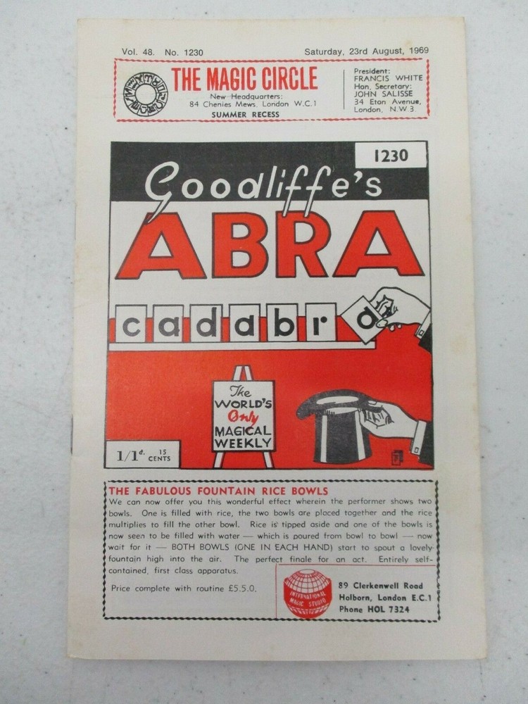 Goodliffe's Abracadabra Magic Magician Magazine Vol. 48 No. 1230 August 23, 1969-image