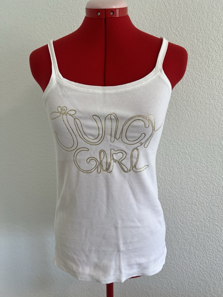 Juicy Couture White Ribbed Tank Top Small