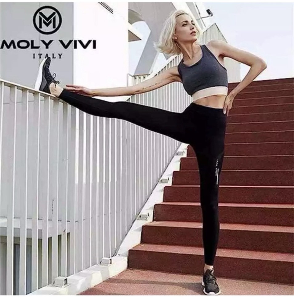 MOLY VIVI Black Ankle Leggings Women’s Elastic Waist Stretch Knit Size M
