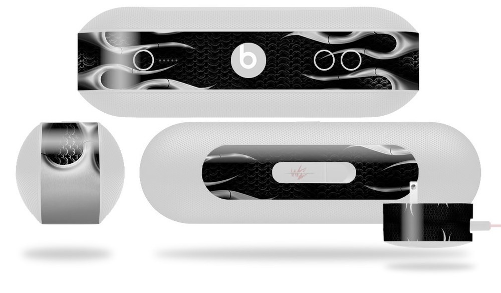 Skin for Beats Pill Plus Metal Flames Chrome Decal Wrap