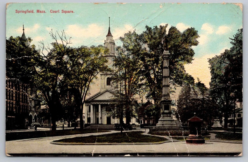 Postcard Court Square Springfield Mass
