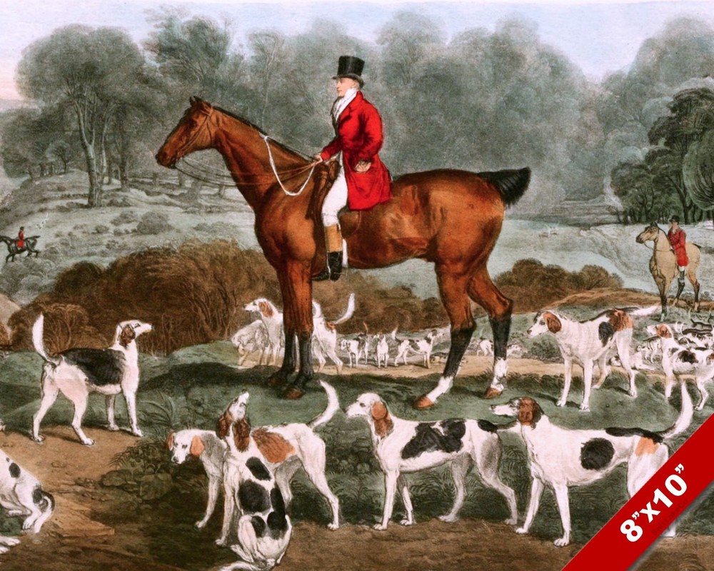 Foxhound Dogs & Horse English Fox Hunt Hunting Art Painting Real Canvas Print