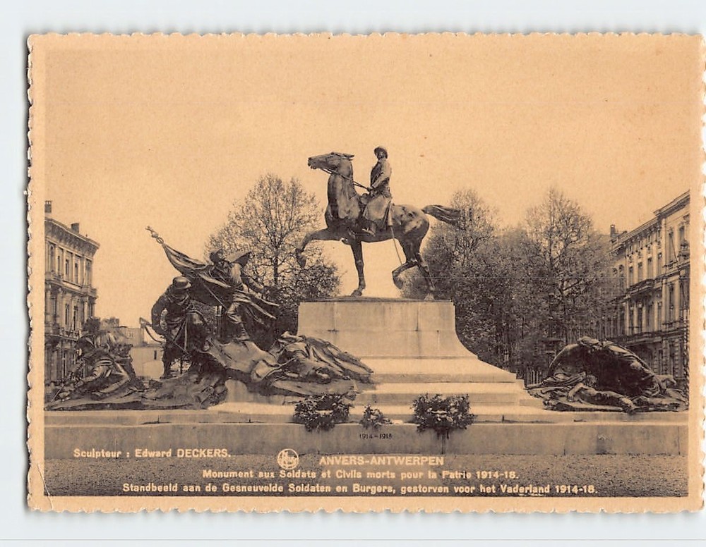 Postcard Monument to the Soldiers and Civilians Antwerp Belgium