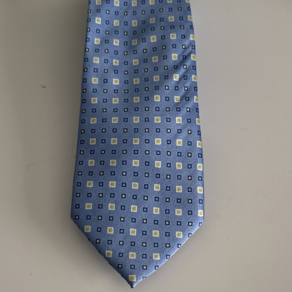 Saks Fifth Avenue Blue/Yellow/Green Geometric Silk Tie-Men's