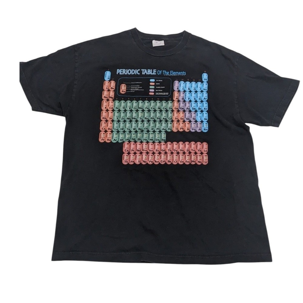 Cotton Expressions Periodic Table of the Elements T-Shirt Black XL Made in USA