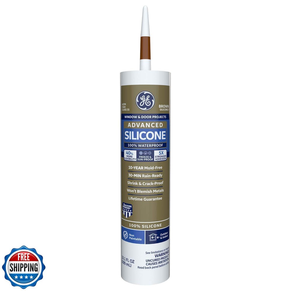 GE5080 Silicone 2+ Window & Door Caulk 10.1 oz Brown Tube