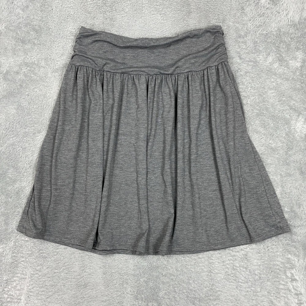 Halara Skirt Womens XL Gray Knee Length A Line Jersey Stretch Pull On Casual
