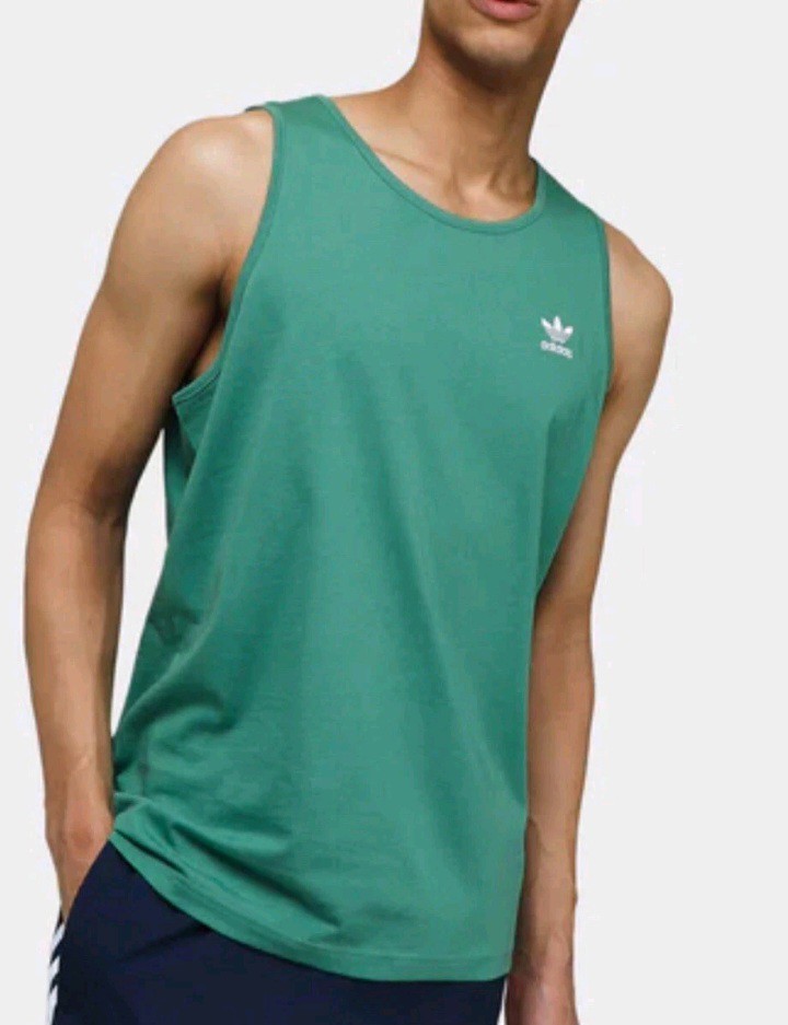 Men's 2XL Adidas Originals Essentials Tank Top Green Embroidered Logo KE2113 NEW