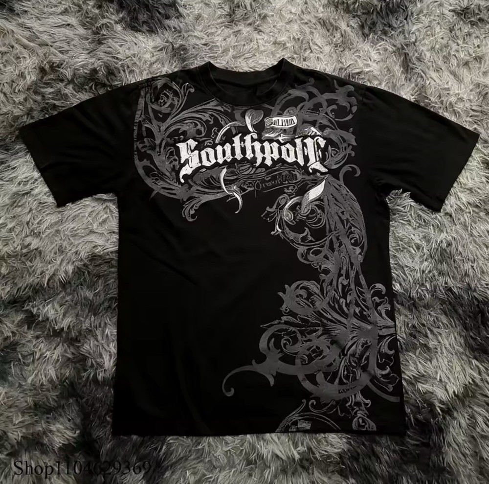 Mens Y2K Gothic Graphic T Shirt Streetwear South pole Tee Top