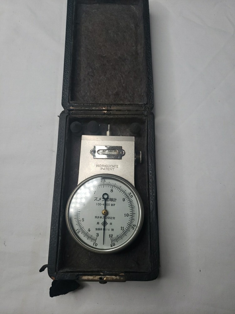 Vintage Japanese Handheld Mechanical Tachometer In Case