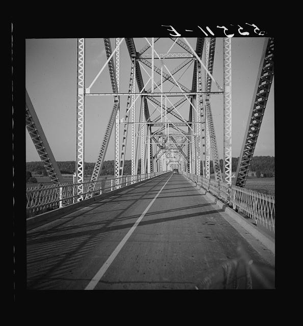 Photo:1930s Steel Truss Bridge Highway Roadway Truck View