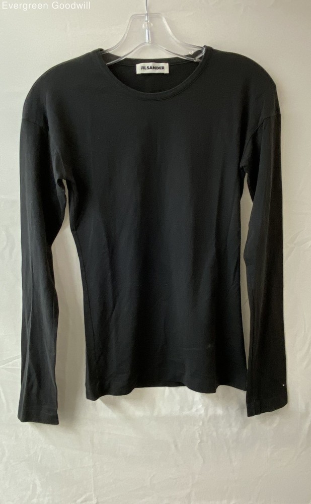 Jil Sander Men's Black Long Sleeve Crew Neck Pullover T-Shirt Size Medium